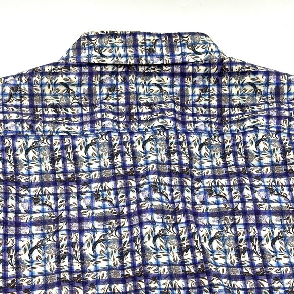 Robert Graham Hyndman Tailored Fit Men's XL Check Floral Print Button Down Shirt - Picture 13 of 13